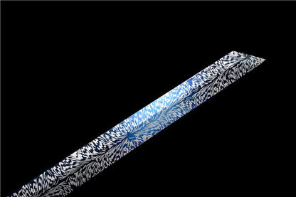 Handmade Silver Moon Wolf King High Manganese Steel Chinese Sword With Baked Blue Blade